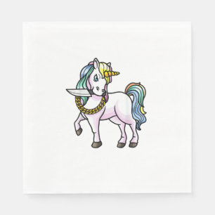 Einhorn Mit Messer Mädchen Frauen T-Shirt Serviette