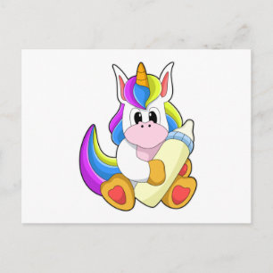 Einhorn mit Milchflasche Postkarte