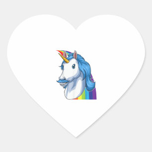 Einhorn mit Mustache Dadacorn Dadicorn Unicorn Da Herz-Aufkleber
