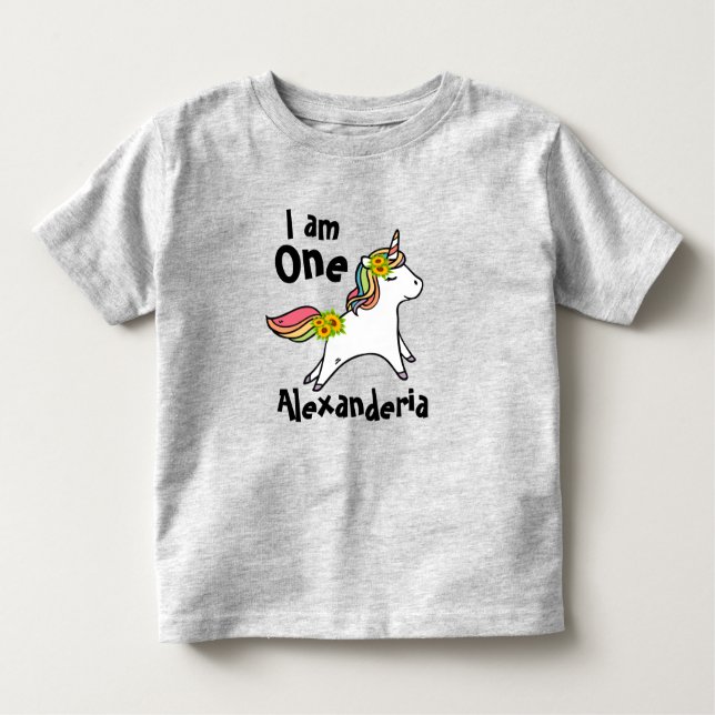 Einhorn mit Niedlicher Regenbogenblume für 1 Jahr Kleinkind T-shirt (Vorderseite)