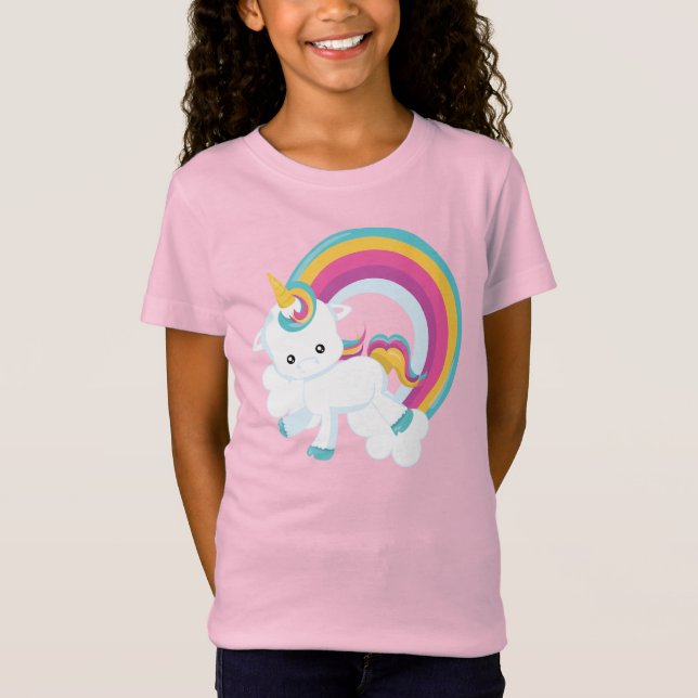 Einhorn mit Rainbow Girl T - Shirt (Vorderseite)