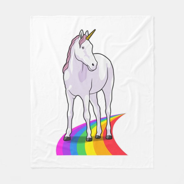 Einhorn mit Regenbogen Fleecedecke (Vorderseite)