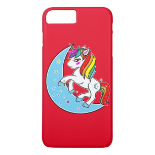 Einhorn mit Regenbogen, Himmelblau, Mond und Stern Case-Mate iPhone Hülle
