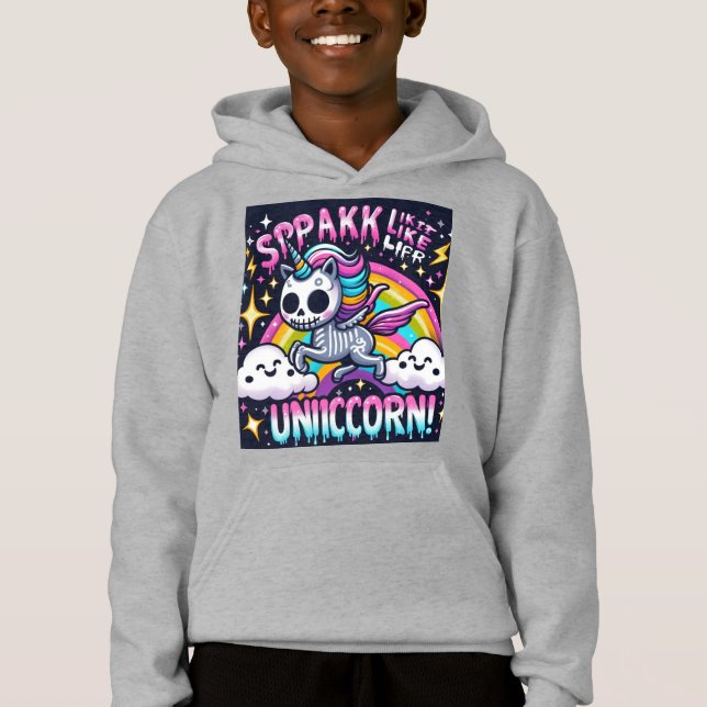 Einhorn mit Regenbogen Hoodie (Vorderseite)