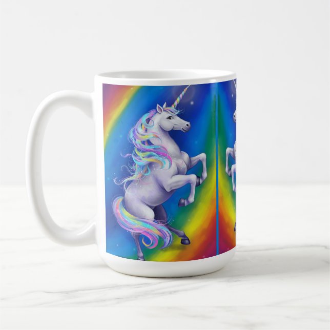 Einhorn mit Regenbogen Kaffeetasse (Links)