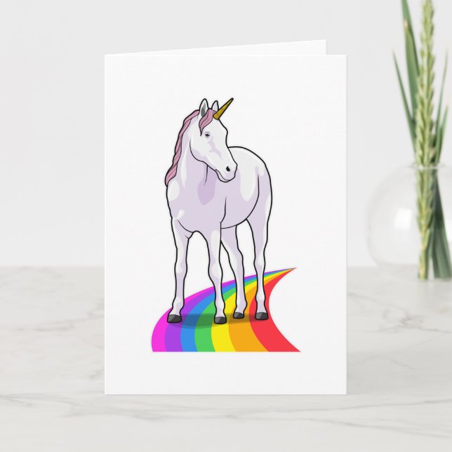 Einhorn mit Regenbogen Karte (Vorderseite)