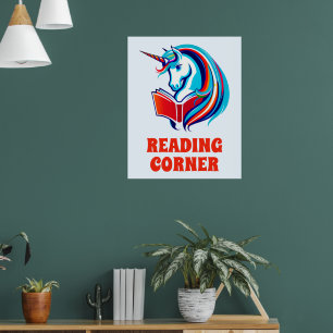Einhorn mit Regenbogen Kopf Lesung Poster