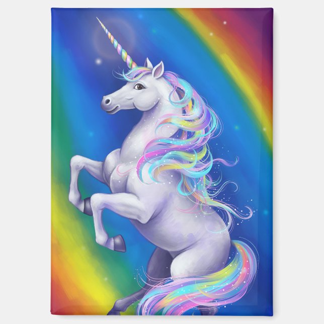 Einhorn mit Regenbogen Magnet (Vorderseite)