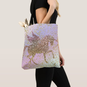 Einhorn mit Regenbogen-Pastell-Goldglitter Trend M