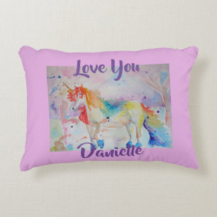 Einhorn mit Regenbogen Rosa Mädchen-Kinderzimmer-L Dekokissen