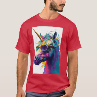 Einhorn mit Regenbogen und Sonnenbrille als Gesche T-Shirt