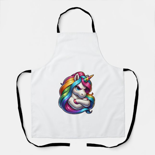 Einhorn mit Regenbogenmähne Kunst Tank Top Schürze (Vorderseite)