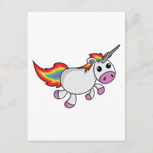 Einhorn mit Regenbogenmane und Schwanz Postkarte