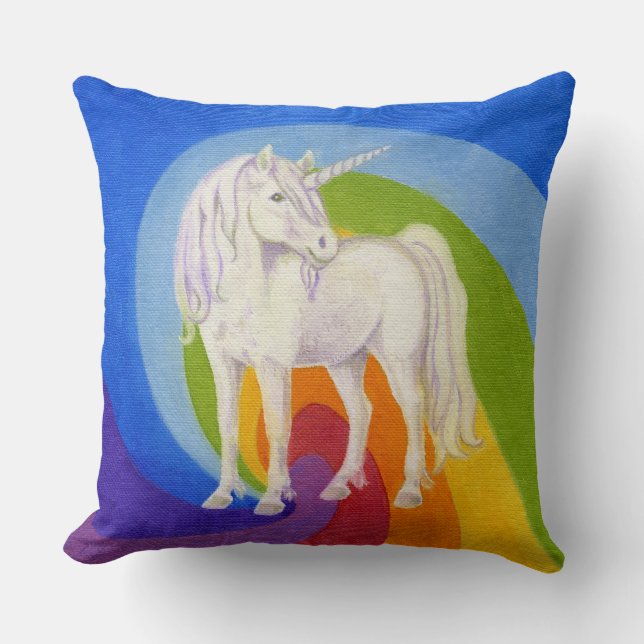 Einhorn mit Regenbogenquadratkissen Kissen (Vorderseite)