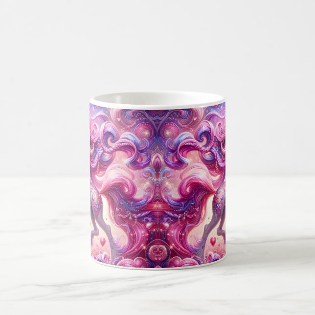 Einhorn mit rosa Herzen Kaffeetasse (Mittel)