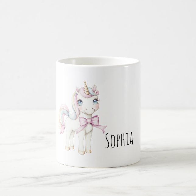 Einhorn mit rosa Schleife Kaffeetasse (Mittel)