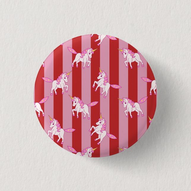 Einhorn mit rosa und roten Streifen  Button (Vorderseite)