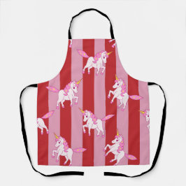 Einhorn mit rosa und roten Streifen Schürze