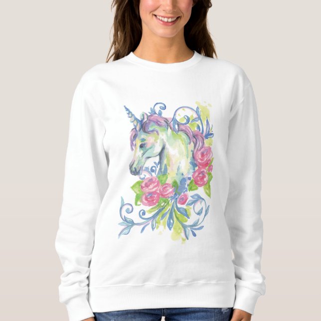Einhorn mit Rose Sweatshirt (Vorderseite)