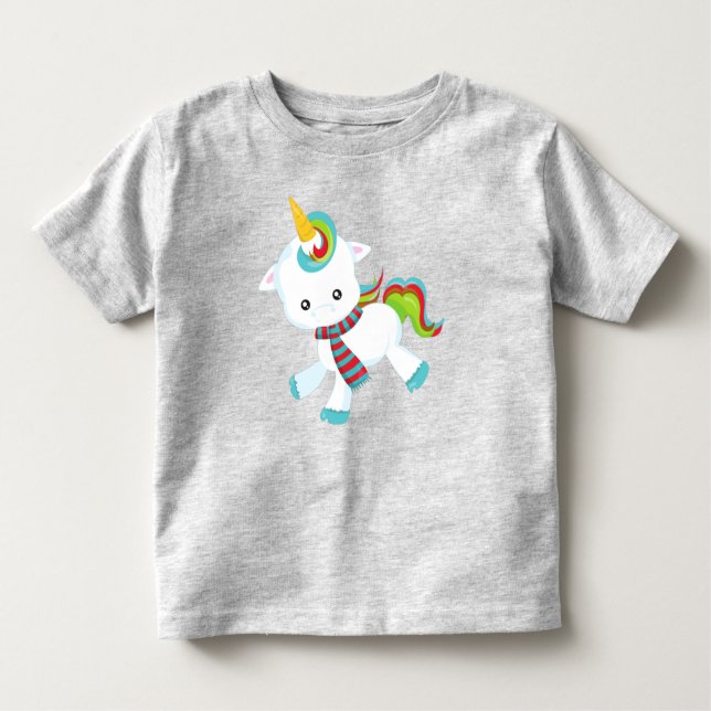 Einhorn mit Scarf, Niedliches Einhorn, Kleines Ein Kleinkind T-shirt (Vorderseite)