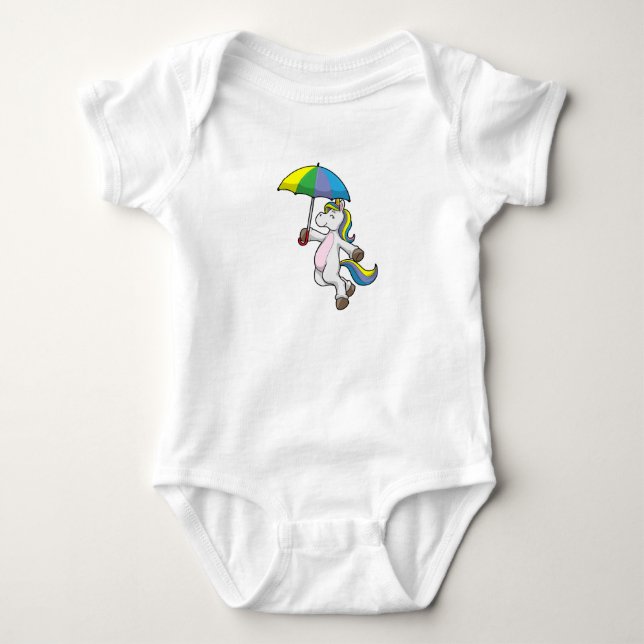 Einhorn mit Schirm Baby Strampler (Vorderseite)