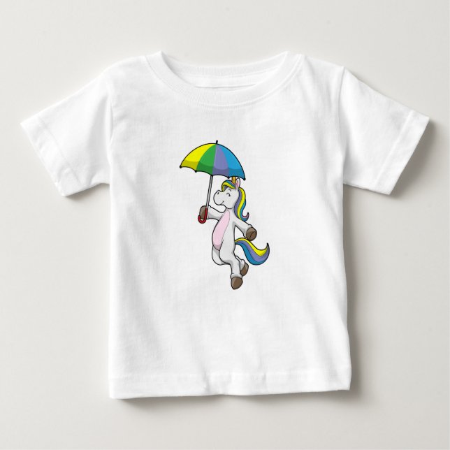 Einhorn mit Schirm Baby T-shirt (Vorderseite)
