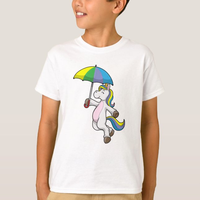 Einhorn mit Schirm T-Shirt (Vorderseite)