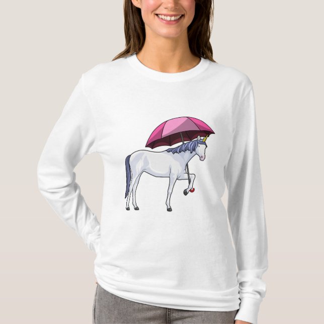 Einhorn mit Schirm T-Shirt (Vorderseite)