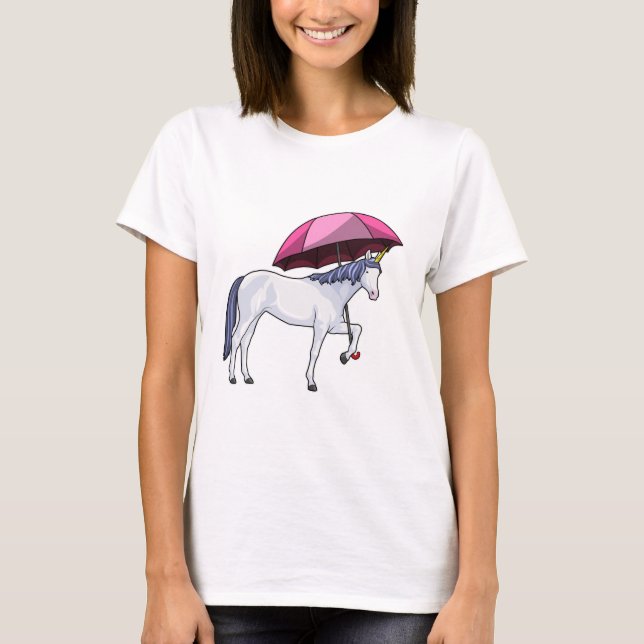 Einhorn mit Schirm T-Shirt (Vorderseite)