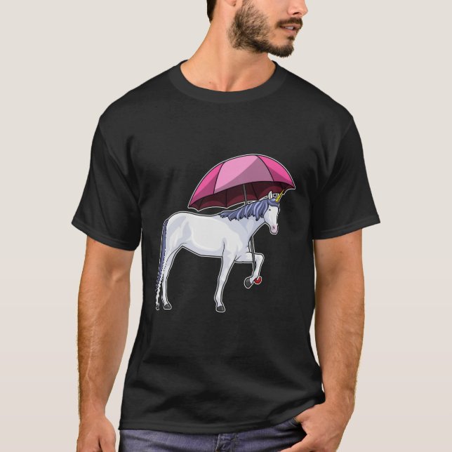 Einhorn mit Schirm T-Shirt (Vorderseite)