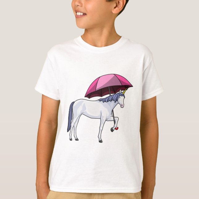 Einhorn mit Schirm T-Shirt (Vorderseite)