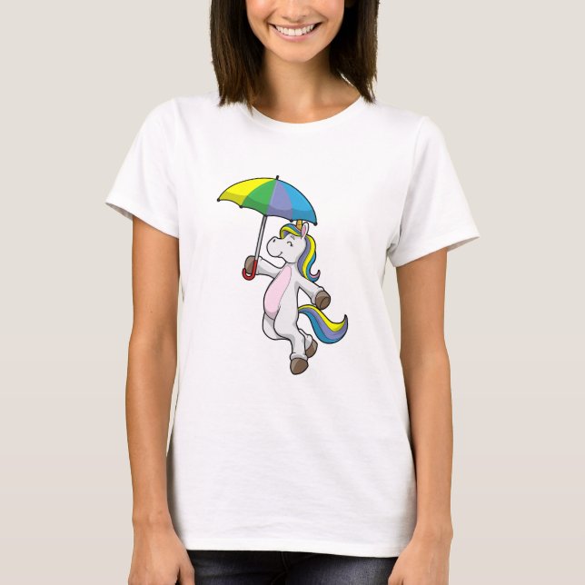 Einhorn mit Schirm T-Shirt (Vorderseite)