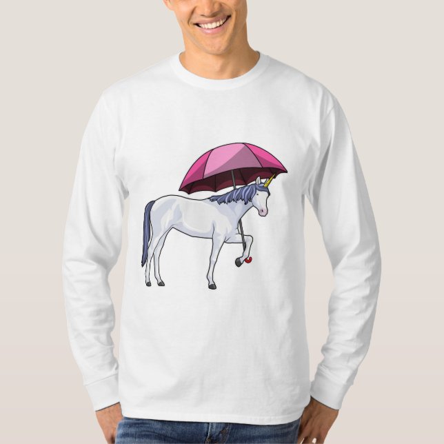 Einhorn mit Schirm T-Shirt (Vorderseite)