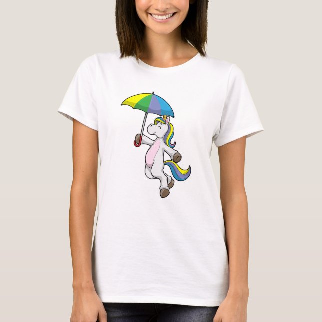Einhorn mit Schirm T-Shirt (Vorderseite)
