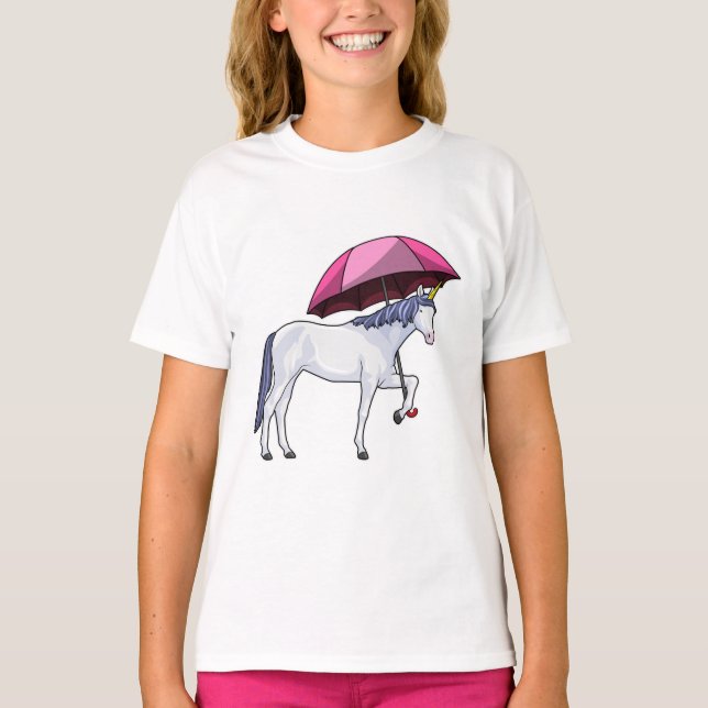 Einhorn mit Schirm T-Shirt (Vorderseite)