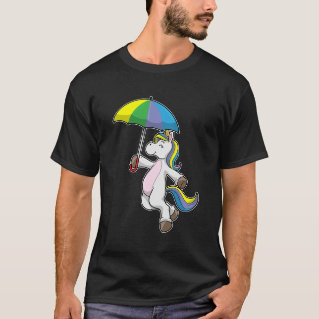 Einhorn mit Schirm T-Shirt (Vorderseite)