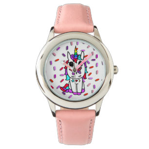 Einhorn mit Schmetterling auf Nose Candy Sprinkles Armbanduhr