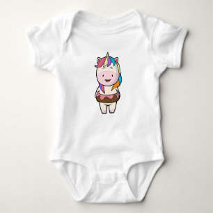 Einhorn mit Schokoladendonut Baby Strampler