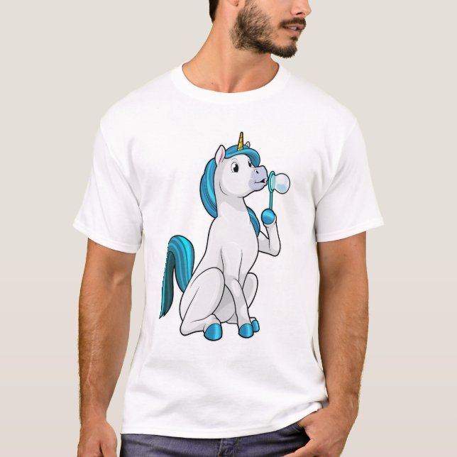 Einhorn mit Seifenblasen T-Shirt (Vorderseite)