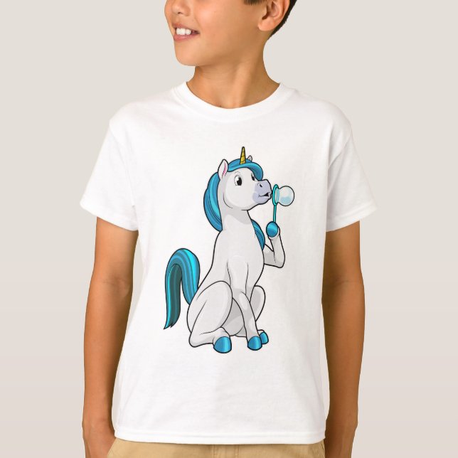 Einhorn mit Seifenblasen T-Shirt (Vorderseite)