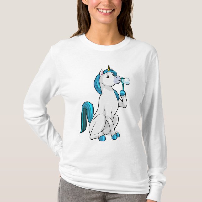 Einhorn mit Seifenblasen T-Shirt (Vorderseite)