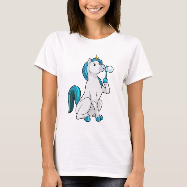 Einhorn mit Seifenblasen T-Shirt (Vorderseite)