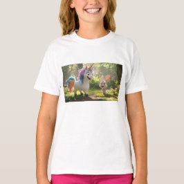 Einhorn mit Sonne im Wald T-Shirt