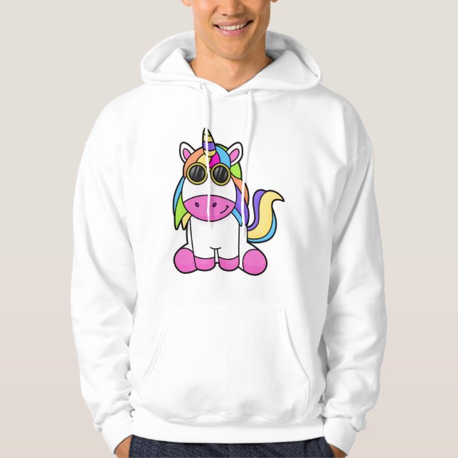 Einhorn mit Sonnenbrille Hoodie (Vorderseite)