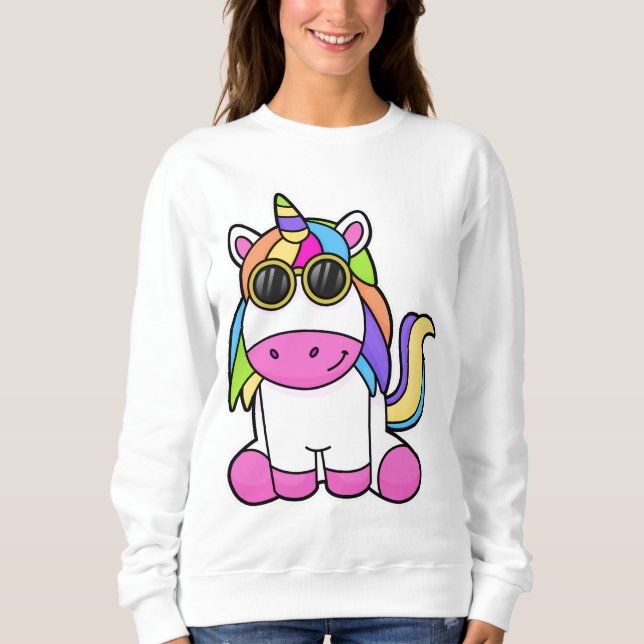 Einhorn mit Sonnenbrille Sweatshirt (Vorderseite)