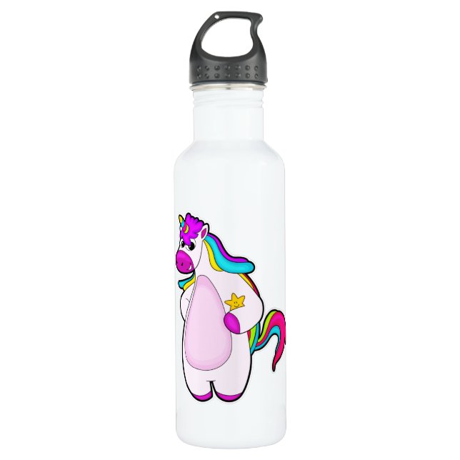 Einhorn mit Star Edelstahlflasche (Vorderseite)