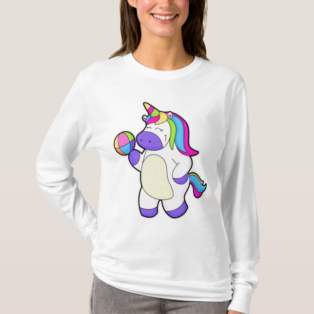 Einhorn mit Volleyball T-Shirt (Vorderseite)