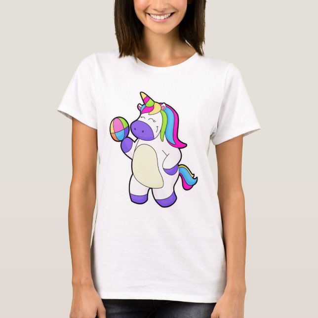Einhorn mit Volleyball T-Shirt (Vorderseite)