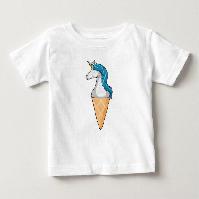Einhorn mit Waffeleis Baby T-shirt (Vorderseite)