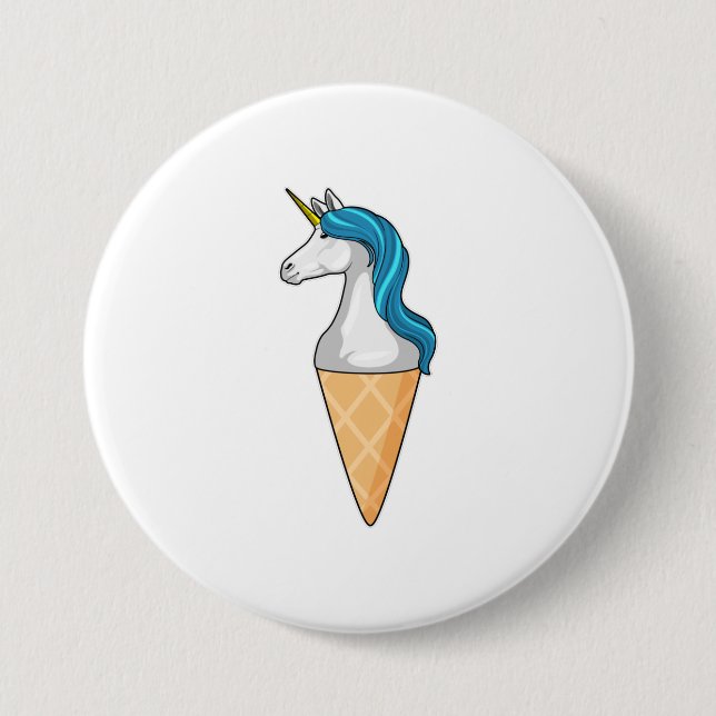 Einhorn mit Waffeleis Button (Vorderseite)